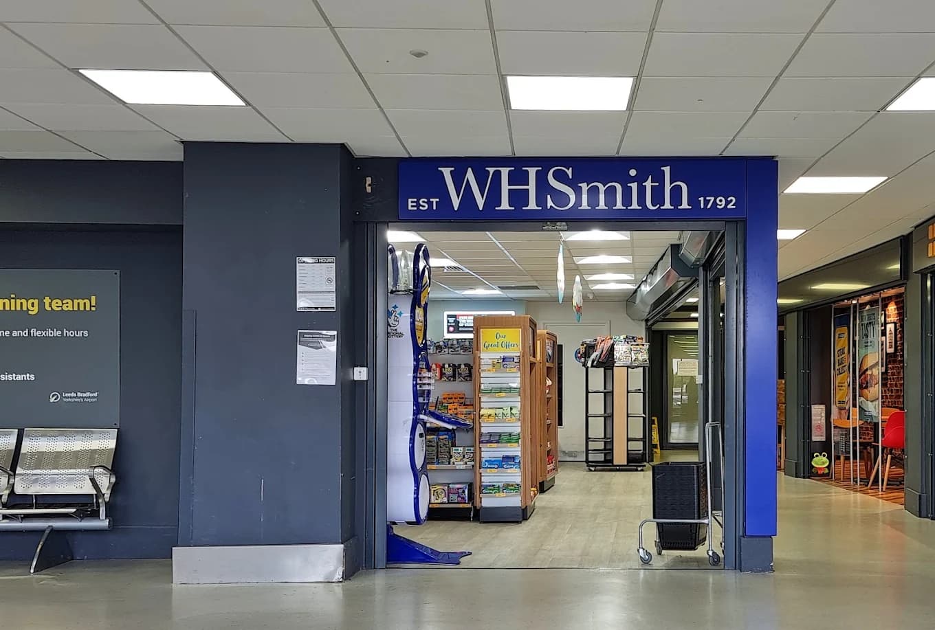WHSmith in the public terminal area at Leeds Bradford Airport