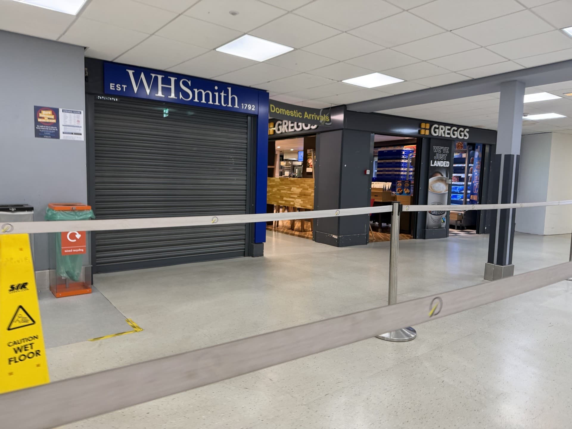 Greggs and WHSmith before security at Leeds Bradford Airport